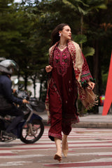Charizma - 3PC Unstitched Dhanak Embroidered Shirt with Digital Printed Dupatta and Trouser - RF1522 Royal Pret