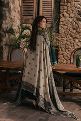 Izel - 3PC Unstitched Dhanak Embroidered Shirt with Digital Printed Dupatta and Trouser - RF1531 Royal Pret