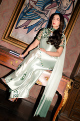 Murk - 3PC Unstitched Silk Embroidered Shirt with Digital Printed Silk Dupatta and Trouser - RF1517 Royal Pret