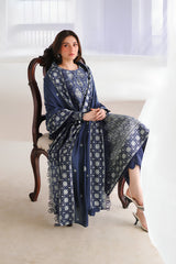 Cross Stitch - 3PC Unstitched Dhanak Embroidered Shirt with Dhanak Embroidered Dupatta and Trouser - RF1542 Royal Pret