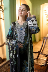 Jade - 3PC Unstitched Lawn Embroidered Shirt with Digital Printed Monark Dupatta and Trouser - RF1476 Royal Pret