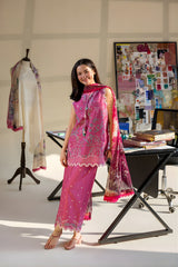 Sobia Nazir - 3PC Unstitched Lawn Embroidered Shirt with Digital Printed Dupatta and Embroidered Trouser - RF1494 Royal Pret