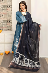 Urge - 3PC Unstitched Embroidered Shirt with Digital Printed Dupatta and Embroidered Trousers - RF1223 Royal Pret