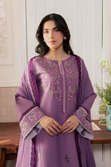 Mahnur - 3PC Unstitched Dhanak Embroidered Shirt with Dhanak Embroidered Dupatta and Trouser - RF1550 Royal Pret