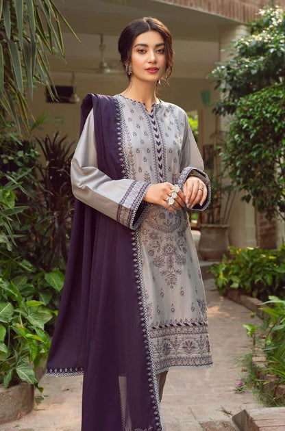 Jazmin - 3PC Lawn Embroidered Shirt with Bamber Chiffon Embroidered Dupatta and Lawn Trousers - RG0720