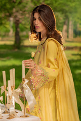 Rang Rasiya - 3PC Unstitched Lawn Embroidered Shirt with Cotton Net Dupatta and Trouser - RF1500 Royal Pret