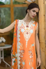 Mushq - 3PC Lawn Embroidered Shirt with Printed Silk Dupatta (Unstitched) - RF1373 Royal Pret