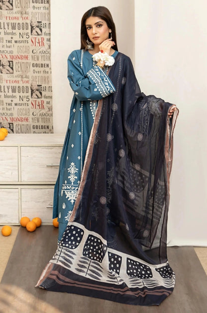 Urge - 3PC Unstitched Embroidered Shirt with Printed Wool Shawl and Embroidered Trousers - RF1223