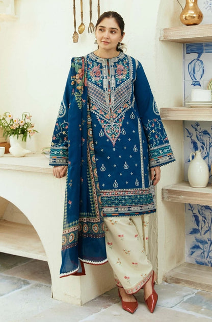 Zara Shah Jahan - 3PC Unstitched Lawn Embroidered Shirt with Digital Printed Silk Dupatta and Embroidered Trousers - RF1085