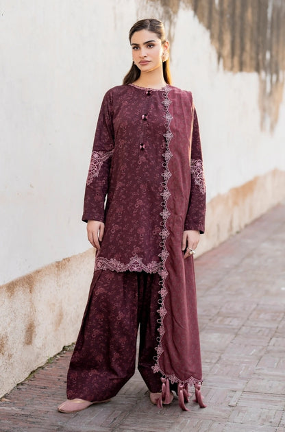 Baroque - 3PC Unstitched Printed Karandi Shirt with Printed Karandi Dupatta and Same Printed Trouser - RF1242