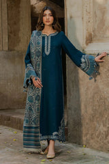 Izel - 3PC Unstitched Dhanak Embroidered Shirt with Digital Printed Twill Pashmina Dupatta and Trouser - RF1465
