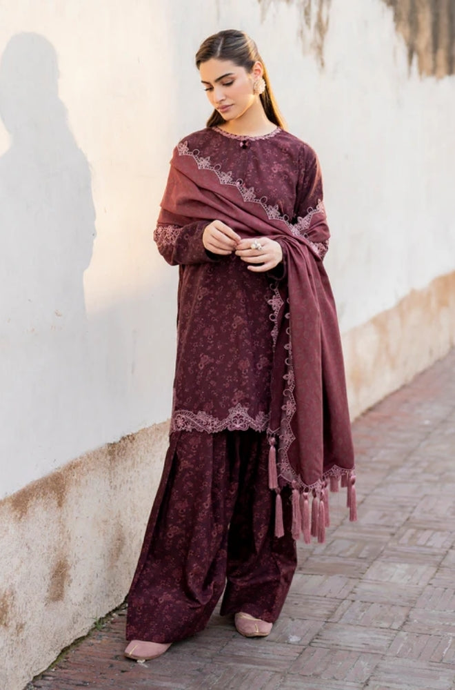 Baroque - 3PC Unstitched Printed Karandi Shirt with Printed Karandi Dupatta and Same Printed Trouser - RF1242