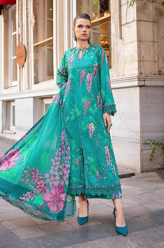 Maria B - 3PC Unstitched Khaddar Digital Printed + Embroidered Shirt, with Digital Printed Dupatta and Same Trouser - RF1286