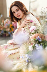 3PC Lawn Embroidered Shirt with Embroidered Khadi Net Dupatta (Unstitched) - RF1307 royalpret