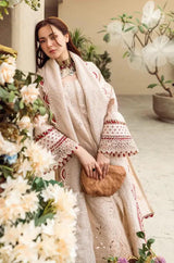 3PC Lawn Embroidered Shirt with Embroidered Slub Net Dupatta (Unstitched) - RF1327 Royal Pret