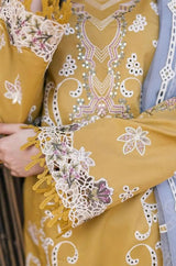 3PC Unstitched Lawn Chicken Kari Embroidered Shirt with Printed Slub Net Dupatta with Embroidered Patch - RF1040 royalpret