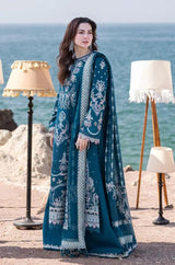 3PC Unstitched Lawn Heavy Embroidered Shirt with Printed and Embroidered Khaddi Net Dupatta - RF1119 royalpret