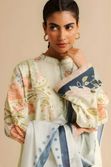 Coco by Zara Shah Jahan - 3PC Banadora Lawn Printed Shirt with Printed Voil Dupatta (Unstitched) - RF1389 Royal Pret