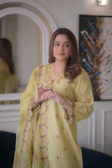 Aneelas - 3PC Unstitched Lawn Embroidered Shirt with Cotton Net Embroidered Dupatta and Trouser - RF1510 Royal Pret
