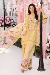 Maria B - 3PC All Over Printed Banadora Lawn Shirt with Printed Voil Dupatta (Unstitched) - RF1379 Royal Pret
