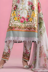 Maria B - 3PC All Over Printed Banadora Lawn Shirt with Printed Voil Dupatta (Unstitched) - RF1381 Royal Pret