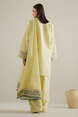 Zara Shah Jahan - 3PC Lawn Embroidered Shirt with Embroidered Khaddi Net Dupatta (Unstitched) - RF1357 Royal Pret