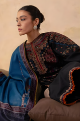 Zara Shah Jahan - 3PC Unstitched Dhanak Embroidered Shirt with Digital Printed Dupatta and Trouser - RF1290 Royal Pret