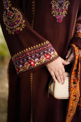 Aneelas - 3PC Unstitched Dhanak Embroidered Shirt with Digital Printed Dupatta and Trouser - RF1545 Royal Pret