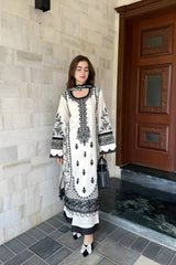 Jade - 3PC Lawn Embroidered Shirt with Printed Chiffon Dupatta (Unstitched) - RF1353 Royal Pret