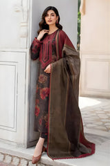 Baroque - 3PC Unstitched Printed Khaddar Shirt with Printed Khaddar Dupatta and Trouser - RF1202 royalpret