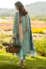 Mushq - 3PC Lawn Embroidered Shirt with Printed Silk Dupatta (Unstitched) - RF1372 Royal Pret