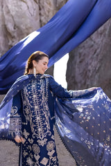 3PC Unstitched Lawn Heavy Embroidered Shirt with Printed Slub Net Dupatta - RF1118 royalpret