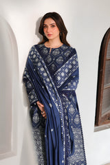 Cross Stitch - 3PC Unstitched Dhanak Embroidered Shirt with Dhanak Embroidered Dupatta and Trouser - RF1542 Royal Pret