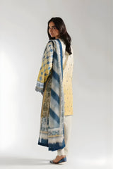 Ethnc - 3PC Banadora Lawn Printed Shirt with Printed Voil Dupatta (Unstitched) - RF1402 Royal Pret