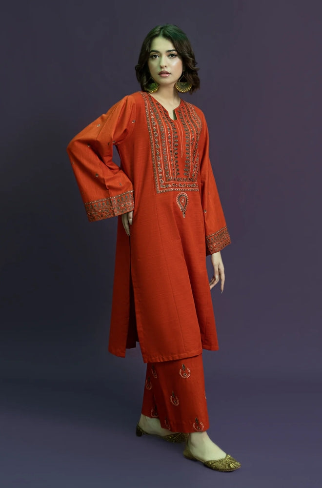 Urge - 3PC Unstitched Khaddar Embroidered Shirt with Khaddar Embroidered Trouser - RF1231