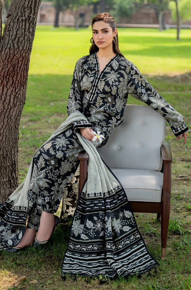 Baroque - 3PC Unstitched Printed Karandi Shirt with Printed Karandi Dupatta and Same Printed Trouser - RF1200