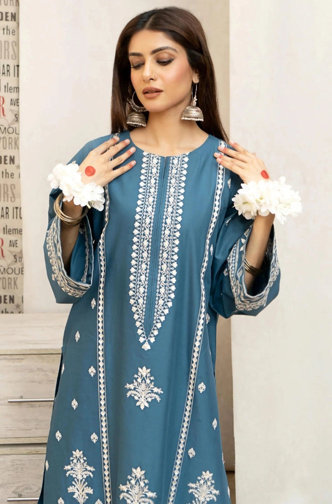 Urge - 3PC Unstitched Embroidered Shirt with Printed Wool Shawl and Embroidered Trousers - RF1223