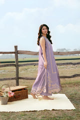 Izel - 3PC Unstitched Lawn Embroidered Shirt with Cotton Net Embroidered Dupatta and Trouser - RF1497 Royal Pret