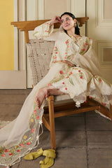 Maryam Hussain - 3PC Unstitched Lawn Embroidered Shirt with Cotton Net Embroidered Dupatta and Trouser - RF1504 Royal Pret
