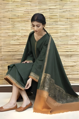 Zarpash - 3PC Unstitched Dhanak Neckline Embroidered Shirt with Digital Printed Dupatta and Trouser - RF1221 Royal Pret