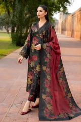 Baroque - 3PC Unstitched Printed Khaddar Shirt with Printed Khaddar Dupatta and Trouser - RF1249 Royal Pret