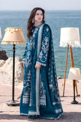 3PC Unstitched Lawn Heavy Embroidered Shirt with Printed and Embroidered Khaddi Net Dupatta - RF1119 royalpret