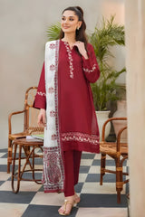 ZIVA - 3PC Unstitched Khaddar Embroidered Shirt with Tissue Silk Dupatta and Plain Trouser - RF0998 royalpret
