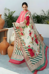 Zara Shah Jahan - 3PC Unstitched Lawn Embroidered Shirt Front and Back with Digital Printed Silk Dupatta and Embroidered Trousers - RF1087 royalpret