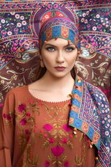 Maria B - 3PC Unstitched Dhanak Embroidered Shirt with Digital Printed Dupatta and Trouser - RF1207 royalpret