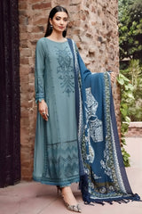 Maria B - 3PC Unstitched Dhanak Embroidered Shirt with Digital Printed Dupatta and Trouser - RF1197 royalpret