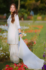 Sapphire - 3PC Unstitched Lawn Embroidered Shirt with Dyed Cotton Net Dupatta and Trouser - RF1514 Royal Pret