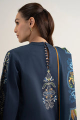 Sapphire - 3PC Unstitched Lawn Embroidered Shirt with Monar Digital Printed Dupatta and Trouser - RF1512 Royal Pret