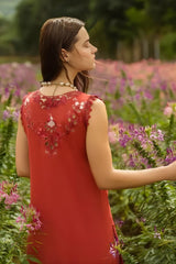 Mushq - 3PC Lawn Embroidered Shirt with Printed Silk Dupatta (Unstitched) - RF1362 Royal Pret