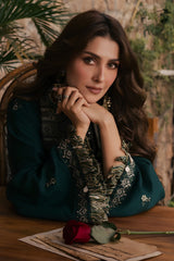 Izel - 3PC Unstitched Dhanak Embroidered Shirt with Digital Printed Dupatta and Trouser - RF1531 Royal Pret